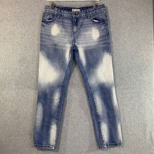 Free People Women's Sz 29 Blue Bleach Cloud Wash Distressed Skinny Jeans EUC